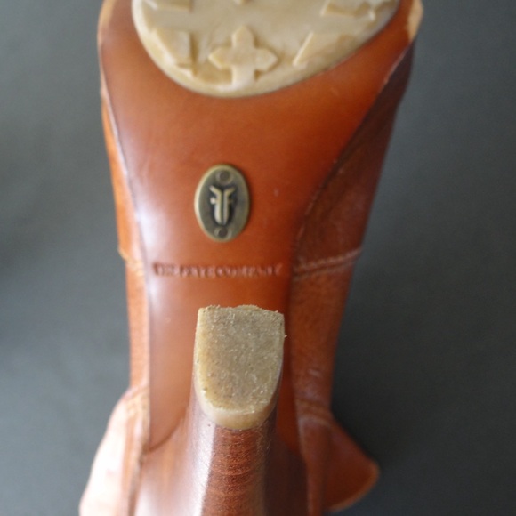 Frye Women's Size 6M Harlow Multi Strap Stiletto Boots Cognac All Leather - Picture 10 of 10
